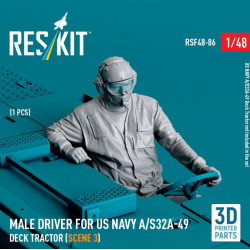 Reskit Rsf48-0086 1/48 Male Driver For Us Navy A/S32a 49 Deck Tractor Scene 3 1 Pcs 3d Printed