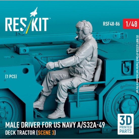 Reskit Rsf48-0086 1/48 Male Driver For Us Navy A/S32a 49 Deck Tractor Scene 3 1 Pcs 3d Printed