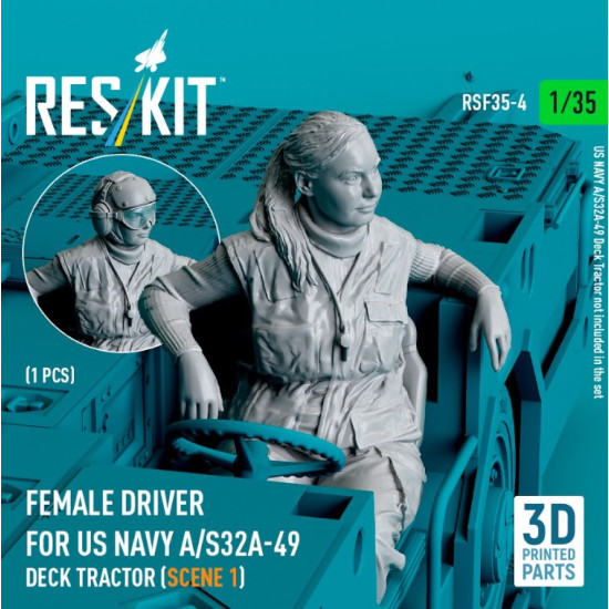 Reskit Rsf35-0004 1/35 Female Driver For Us Navy A/S32a-49 Deck Tractor Scene 1 1 Pcs 3d Printed