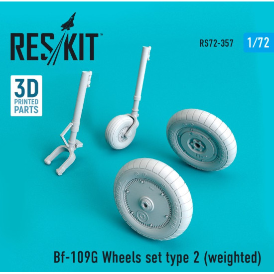 Reskit Rs72-0357 1/72 Bf-109g Wheels Set Type 2 Weighted