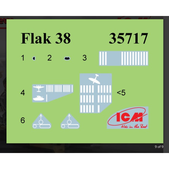 Icm 35718 1/35 2 Cm Flak 38 With Crew Plastic Figures Kit