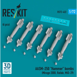 Reskit Rs72-0422 1/72 Aasm-250 Hammer 6 Pcs Mirage 2000 Rafale Mig-29 3d Printed