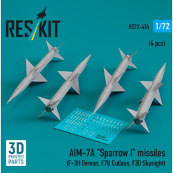 Reskit Rs72-0454 1/72 Aim-7a Sparrow I Missiles 4 Pcs F-3h Demon F7u Cutlass F3d Skynight 3d Printed