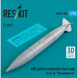 Reskit Rsu72-0280 1/72 600 Gallon Centerline Fuel Tank For A-10 Thunderbolt 2 1 Pcs 3d Printed