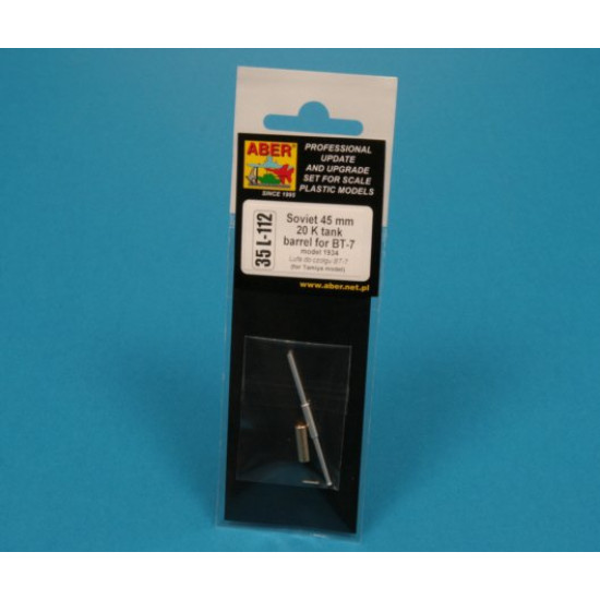 Soviet 45 mm 20 K tank barrel for BT-7 1/35 Aber 35-L112