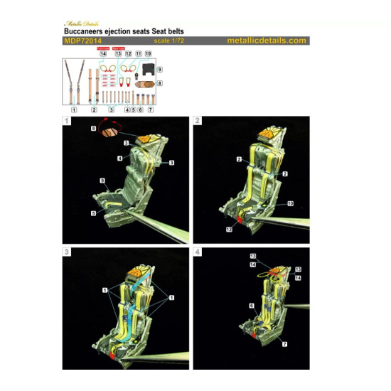 Metallic Details Mdp72014 1/72 Blackburn Buccaneer. Seat Belts