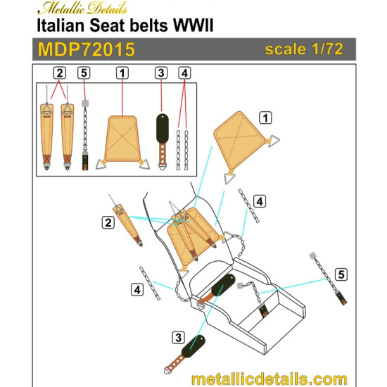 Metallic Details Mdp72015 1/72 Italian Seat Belts Wwii