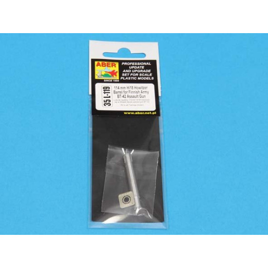 114mm H/18 Howitzer barrel for Finnish Army BT-42 Assault Gun, for Tamiya 1/35 Aber 35-L119