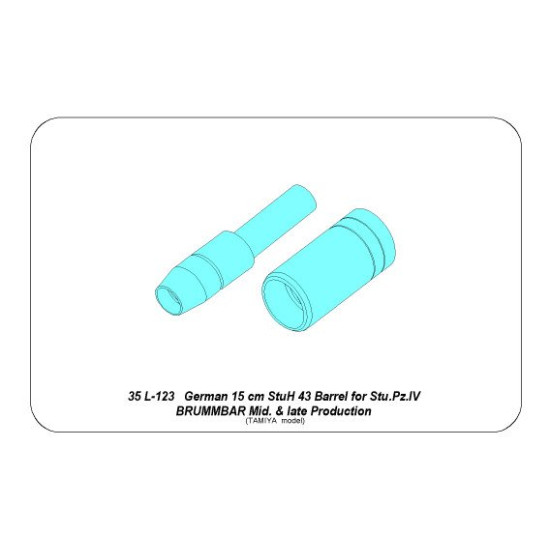German 15cm StuH 43 barrel for Stu.Pz.IV BRUMBAR, middle/late version, for Tamiya 1/35 Aber 35-L123