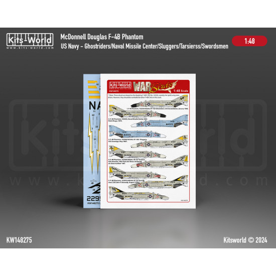 Kits World Kw148275 1/48 Decal For Us Navy F-4b Phantoms