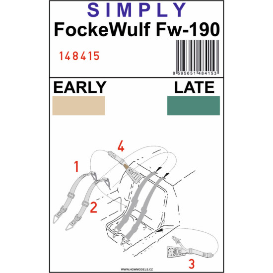 Hgw 148415 1/48 3d Decal Seatbelts For Fockewulf Fw-190 Accessories Kit
