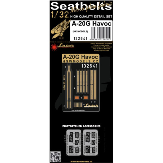 Hgw 132641 1/32 3d Decal Seatbelts For A-20g Havoc Accessories Kit