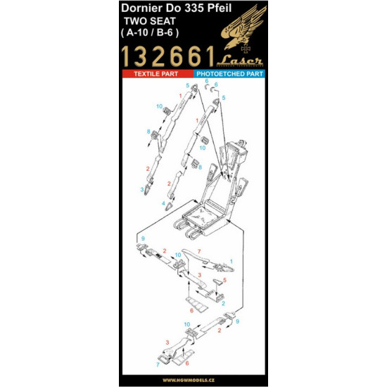 Hgw 132661 1/32 3d Decal Seatbelts For Dornier Do335 Pfeil 2 Seats A-10 / B-6