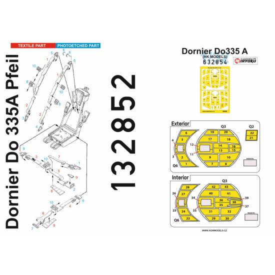 Hgw 132852 1/32 Seatbelts And Painting Mask For Do335a Pfeil Basic Line Hk Model