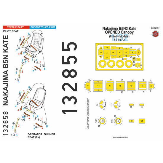 Hgw 132855 1/32 Seatbelts And Painting Mask For Nakajima B5n Kate Opened Canopy Basic Line