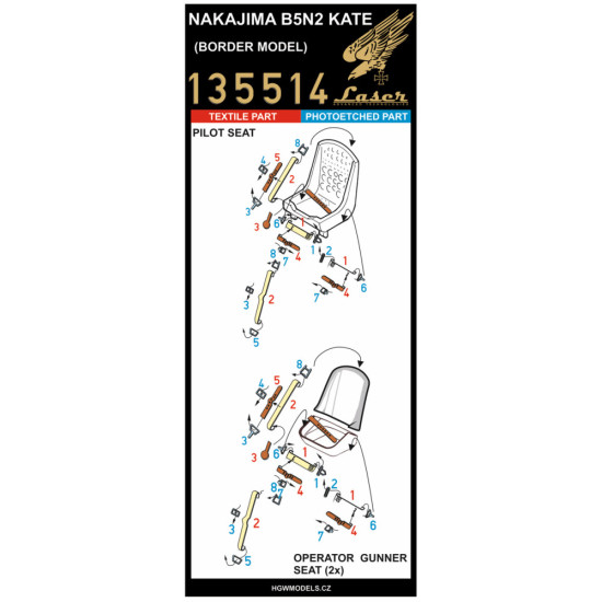 Hgw 135514 1/35 3d Decal Seatbelts For Nakajima B5n-2 Kate For Border Models