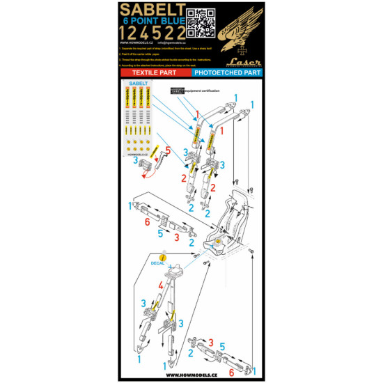 Hgw 124522 1/24 Sabelt 6 Point Blue Seatbelts