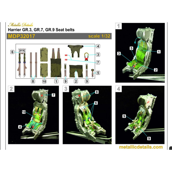 Metallic Details Mdp32017 1/32 Harrier Gr.3 Gr.7 Gr.9 Seat Belts