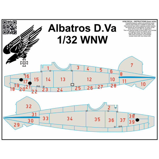 Hgw 532082 1/32 Decal For Albatros D.v/D.va Wingnut Wings Yellow Wood Imitation