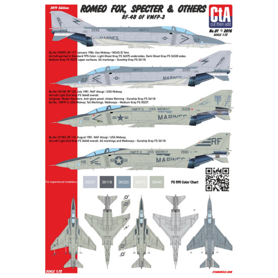 Cta Models 001 1/72 Decal Romeo Fox Specter And Others Rf-4b