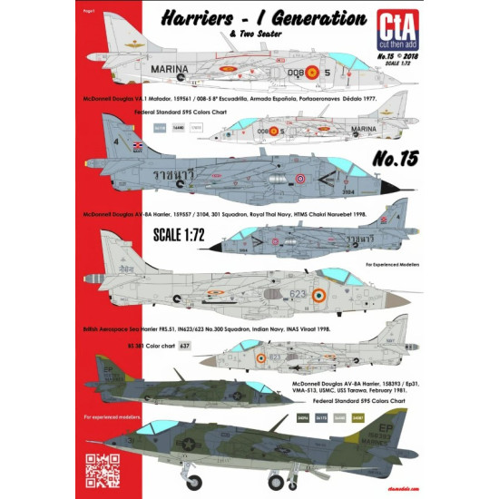 Cta Models 015 1/72 Decal Harriers 1st Generations And Two Seater