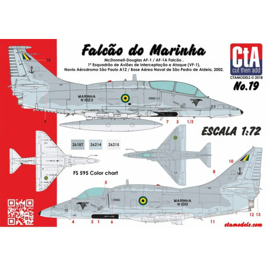 Cta Models 019 1/72 Decal Falcao Do Marinha Brazilian Navy Af-1 And Af-1a A-4m Skyhawk