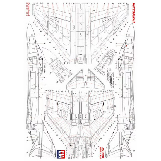 Cta Models 033 1/72 Decal F-4b/J/N Phantom Technical Data Stencils Usn And Usmc