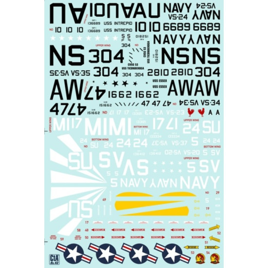 Cta Models 043 1/72 Decal Stoof One, Two, Three Grumman S-2 Tracker, Dark Blue And Hi-viz, Usn