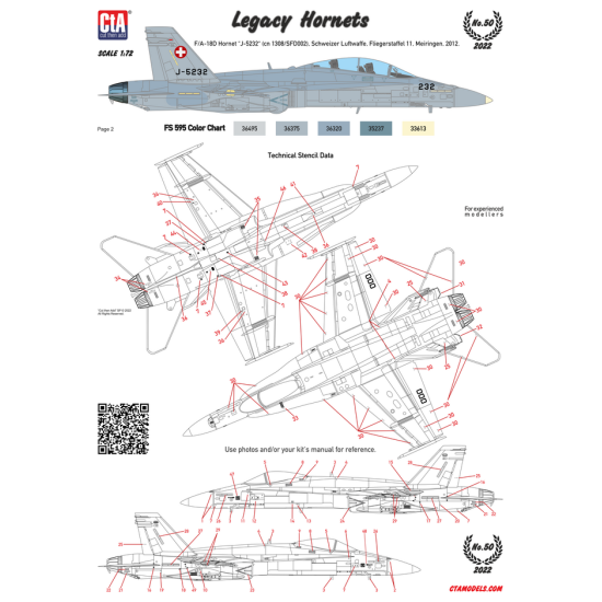 Cta Models 050 1/72 1/72 Legacy Hornets F-18a, F-18a F/A-18b, F/A-18c, F/A-18d Usn/Usmc Swiss Af