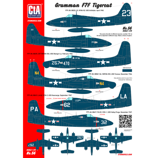 Cta Models 056 1/72 Decal Supermarine Seafire Faa, Aeronavale, 6 Markings