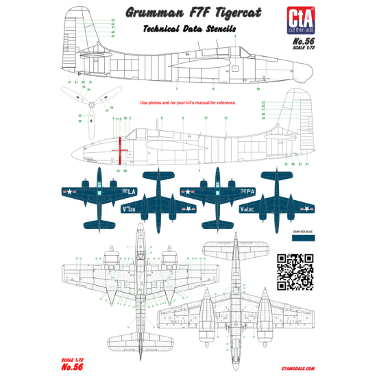 Cta Models 056 1/72 Decal Supermarine Seafire Faa, Aeronavale, 6 Markings