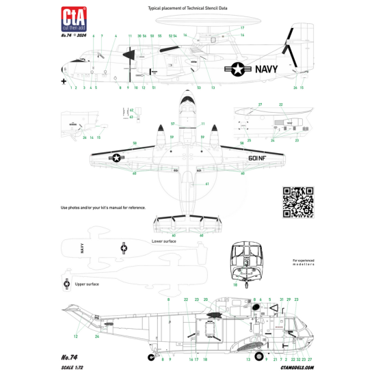 Cta Models 074 1/72 Decal Cvw-5 During Desert Storm Ea-6b 1 E-2c 1 Sh-3h 1 A-6e 2 F/A-18a 3