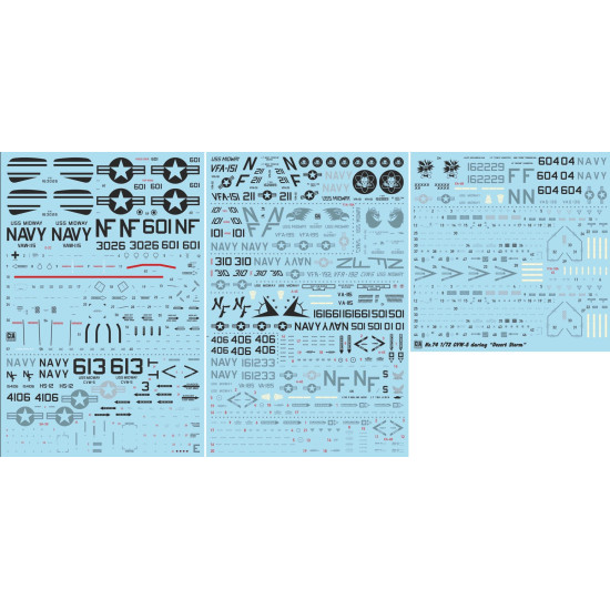 Cta Models 074 1/72 Decal Cvw-5 During Desert Storm Ea-6b 1 E-2c 1 Sh-3h 1 A-6e 2 F/A-18a 3