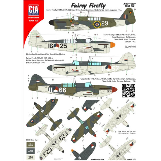 Cta Models 098 1/72 Decal Fairey Firefly F.mk.i / F.mk.iv Kon Marine Nederland