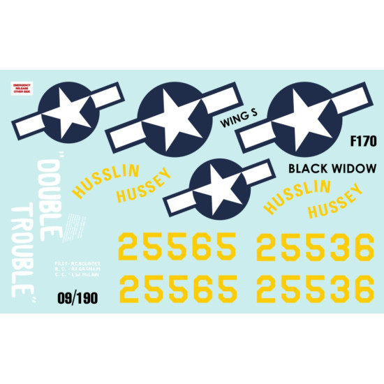 Cta Models 099 1/72 Decal Northrop P-61a Black Widow Usaaf Improved Decal Based On Decal From Frog