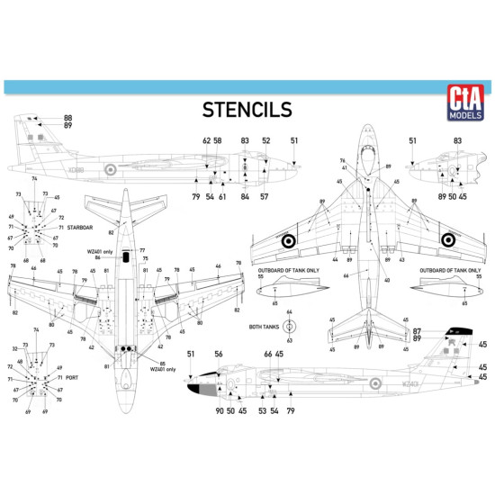 Cta Models 002 1/144 Decal V-bombers In Anti-flash White Vickers Valiant, Avro Vulcan, Handley-page Victor