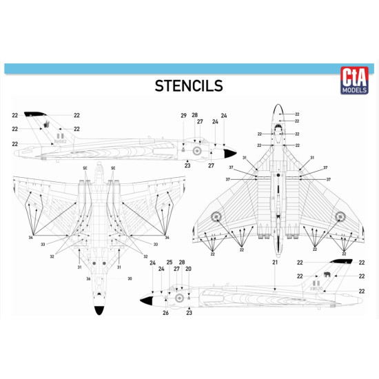 Cta Models 002 1/144 Decal V-bombers In Anti-flash White Vickers Valiant, Avro Vulcan, Handley-page Victor