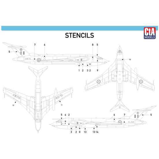 Cta Models 002 1/144 Decal V-bombers In Anti-flash White Vickers Valiant, Avro Vulcan, Handley-page Victor