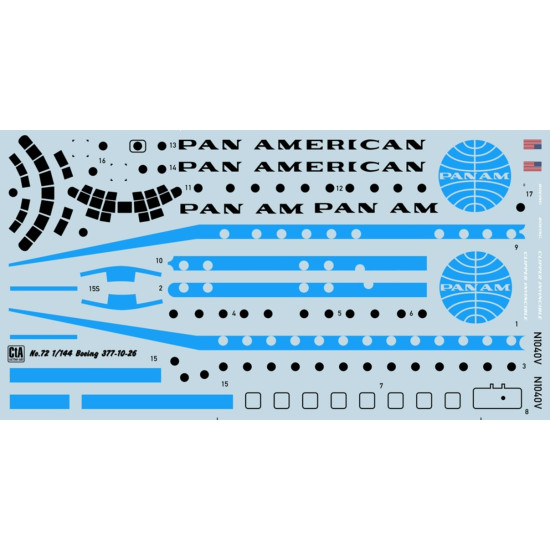 Cta Models 072 1/144 Decal For Boeing 377 Pan American