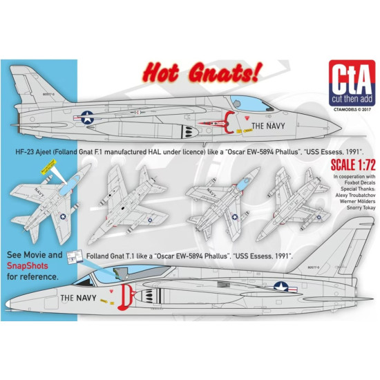 Cta Models 010 1/48 Hot Gnats Folland Gnat T1 And Hal Hf-23 Ajeet From Hotshots