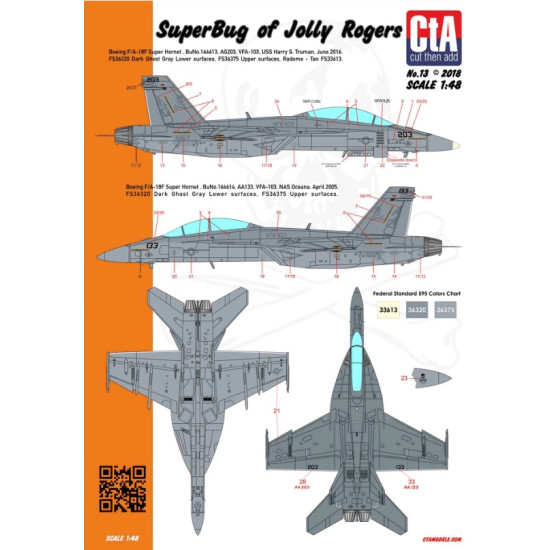 Cta Models 013 1/48 Decal Superbugs Of Jolly Rogers F/A-18e, Vfa-103, 2 Markings