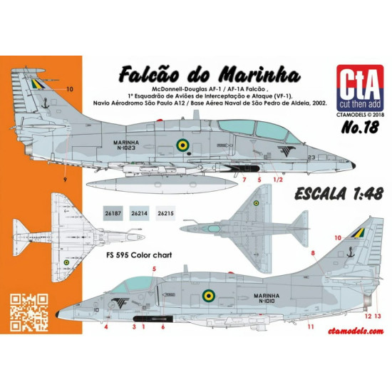 Cta Models 018 1/48 Falcao Do Marinha Brazilian Navy Af-1 And Af-1a Both Based On A-4m Skyhawk Airframe