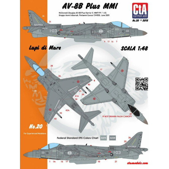 Cta Models 020 1/48 Decal Lupi Di Mare Italian Navy Av-8b Plus