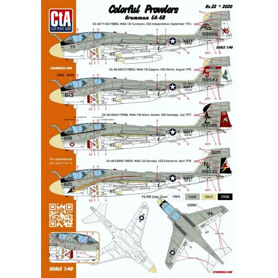 Cta Models 022 1/48 Decal Colorful Prowlers Grumman Ea-6b 4 Markings