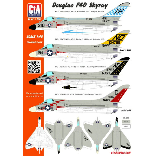 Cta Models 042 1/48 Douglas F4d Skyray Vf-23, Vf-74, Vf-162, Vf-213