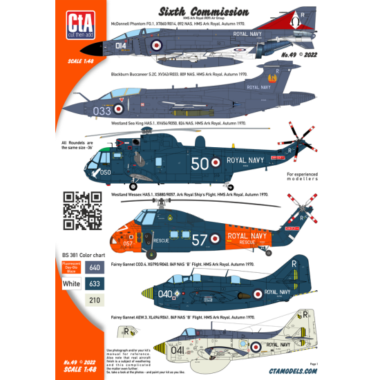 Cta Models 042 1/48 Douglas F4d Skyray Vf-23, Vf-74, Vf-162, Vf-213