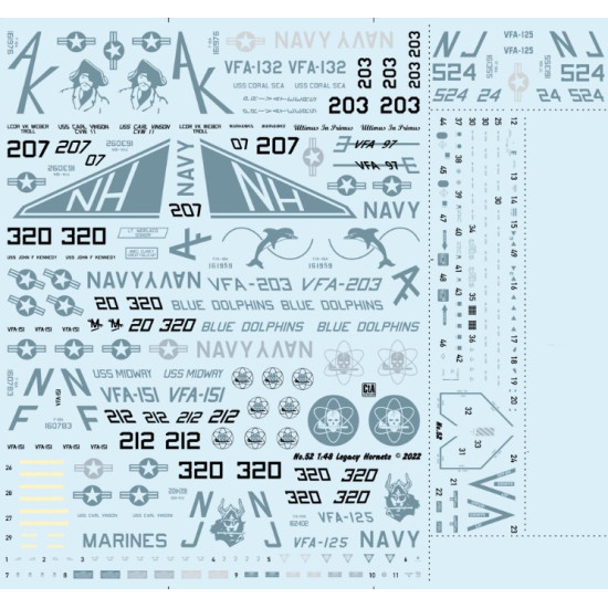 Cta Models 052 1/48 Decal For Legacy Hornets Tf-18a, F-18a, F-18a, F/A-18b Usn/Usmc