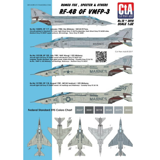 Cta Models 012 1/32 Romeo Fox, Specter And Others Rf-4b Of Vmfp-3 Low Vis