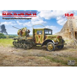 Icm 35455 1/35 Sd.kfz.3b With Flak 38 Truppenluftschutzwagen Plastic Model Kit