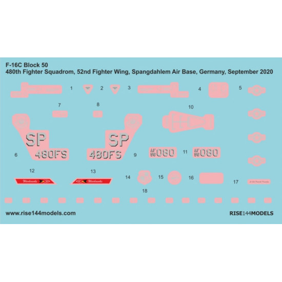 Rise144 Models Rmd001 1/144 F-16c Decals Warhawks Have Glass Scheme